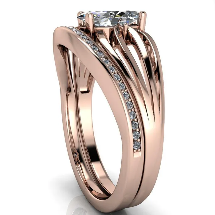 Rings Fire Brilliance Rhae Marquise Center Stone 4 Prong Double Drop End Shank Ring