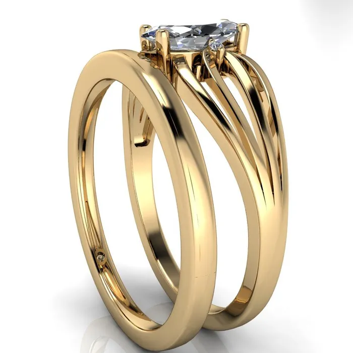 Rings Fire Brilliance Rhae Marquise Center Stone 4 Prong Double Drop End Shank Ring
