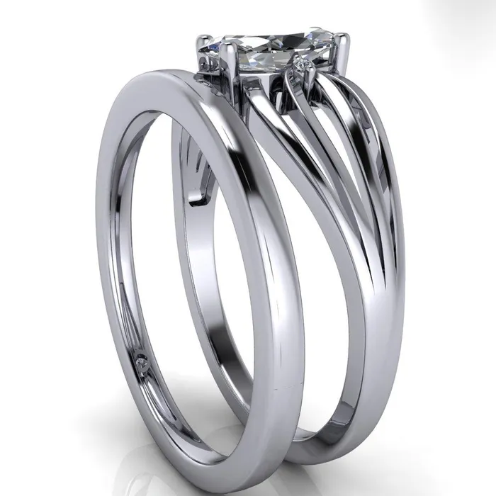 Rings Fire Brilliance Rhae Marquise Center Stone 4 Prong Double Drop End Shank Ring