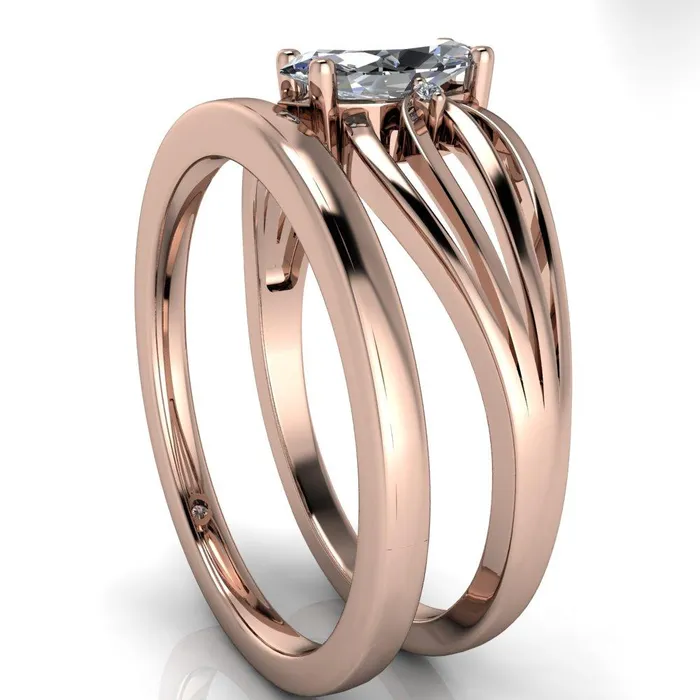 Rings Fire Brilliance Rhae Marquise Center Stone 4 Prong Double Drop End Shank Ring