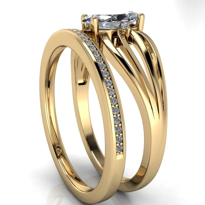 Rings Fire Brilliance Rhae Marquise Center Stone 4 Prong Double Drop End Shank Ring