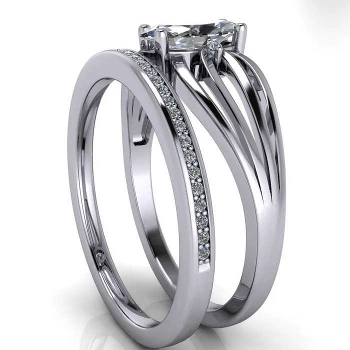 Rings Fire Brilliance Rhae Marquise Center Stone 4 Prong Double Drop End Shank Ring