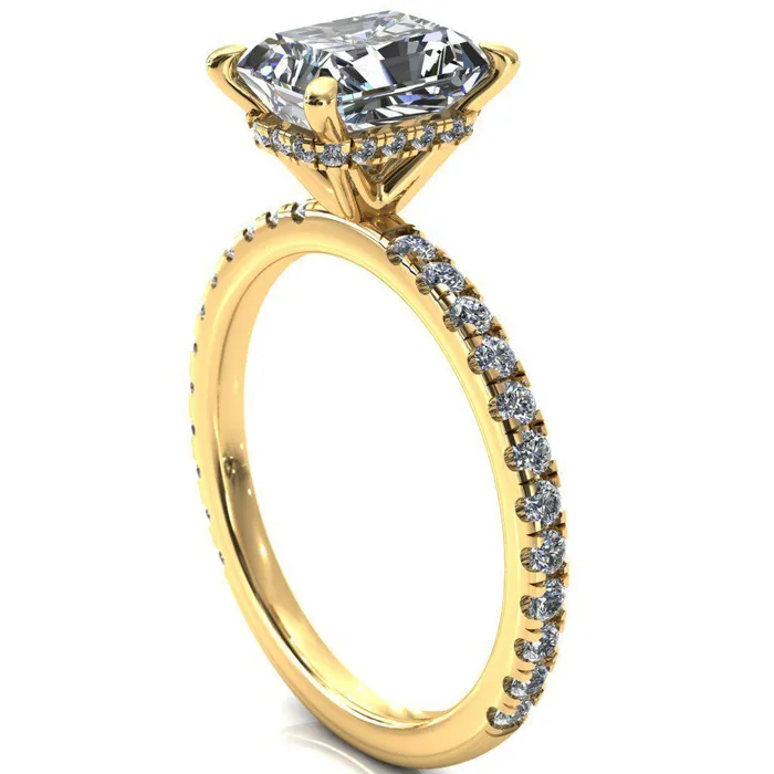 Rings Fire Brilliance Sicili Radiant Center Stone 4 Prong 34 Micro Pave Diamond Engagement Ring