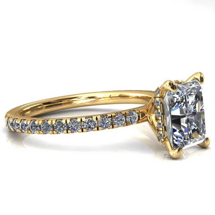 Rings Fire Brilliance Sicili Radiant Center Stone 4 Prong 34 Micro Pave Diamond Engagement Ring