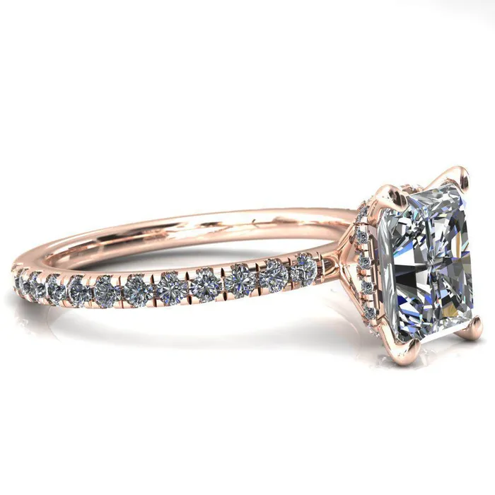 Rings Fire Brilliance Sicili Radiant Center Stone 4 Prong 34 Micro Pave Diamond Engagement Ring