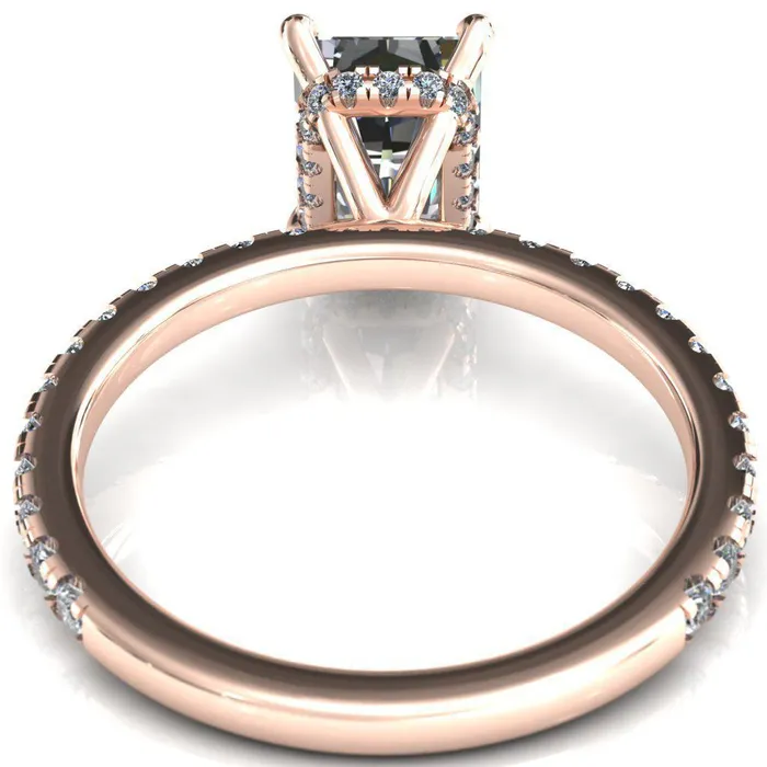Rings Fire Brilliance Sicili Radiant Center Stone 4 Prong 34 Micro Pave Diamond Engagement Ring