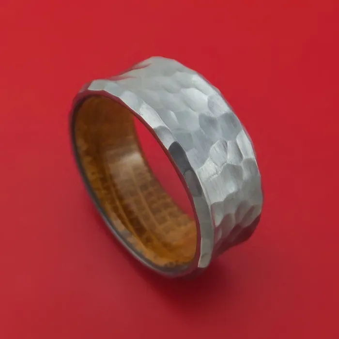 Rings Hammered Tantalum Concave Ring with Wood Sleeve Custom Made Lashbrook Rings Hammered Tantalum Concave Ring with Wood Sleeve Custom Made Lashbrook