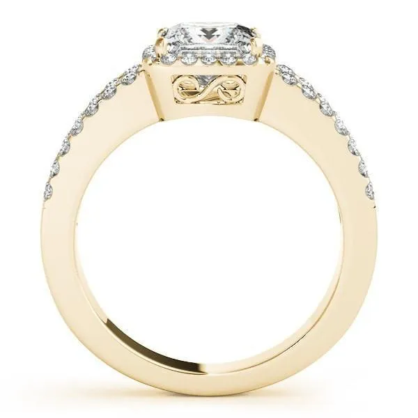Rings Jane PrincessSquare Moissanite Split Shank Halo Engagement Ring Fire Brilliance 