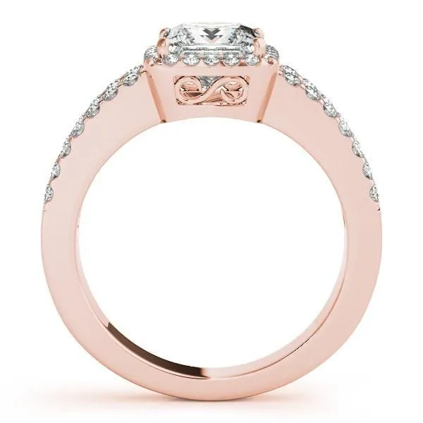 Rings Jane PrincessSquare Moissanite Split Shank Halo Engagement Ring Fire Brilliance 