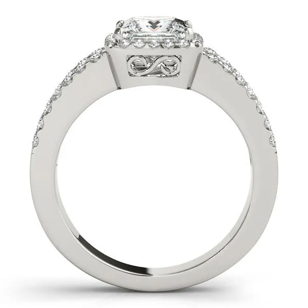 Rings Jane PrincessSquare Moissanite Split Shank Halo Engagement Ring Fire Brilliance 
