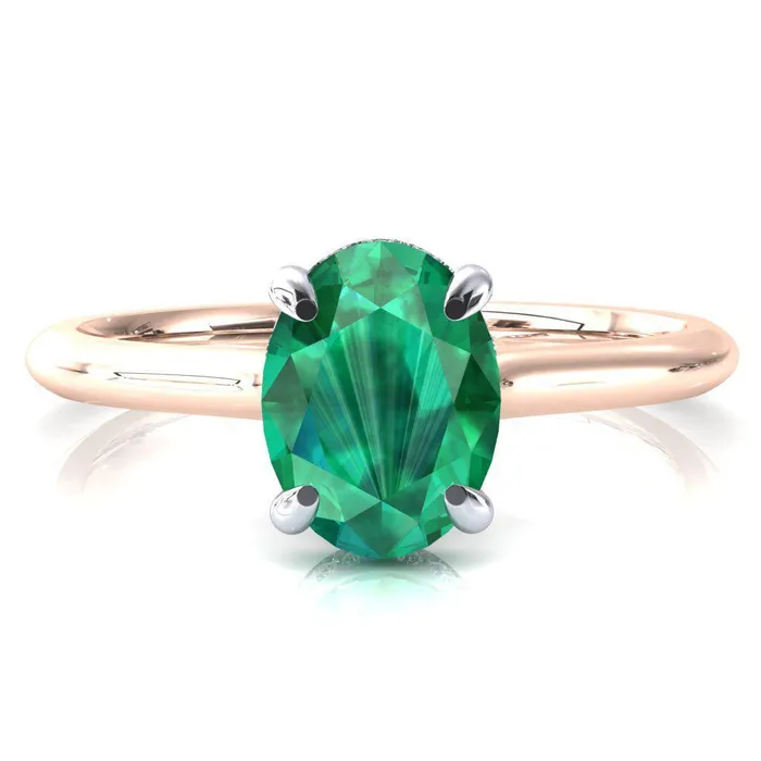 Rings Janey Oval Emerald 4 Prongs Claw Floating Halo Inverted Cathedral Ring Fire Brilliance Rings Janey Oval Emerald 4 Prongs Claw Floating Halo Inverted Cathedral Ring Fire Brilliance