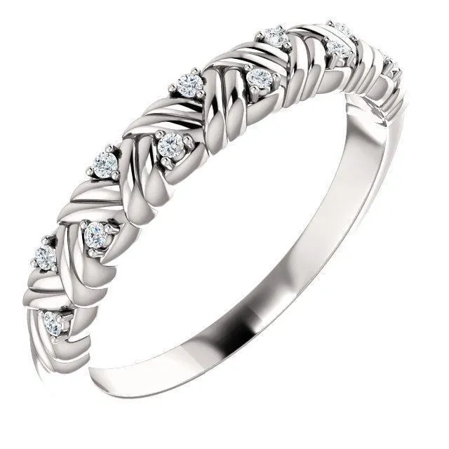 Rings Juliette Round Diamond or Moissanite 12 Eternity Woven Band Fire Brilliance Rings Juliette Round Diamond or Moissanite 12 Eternity Woven Band Fire Brilliance