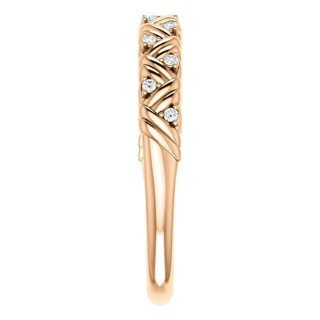 Rings Juliette Round Diamond or Moissanite 12 Eternity Woven Band Fire Brilliance 