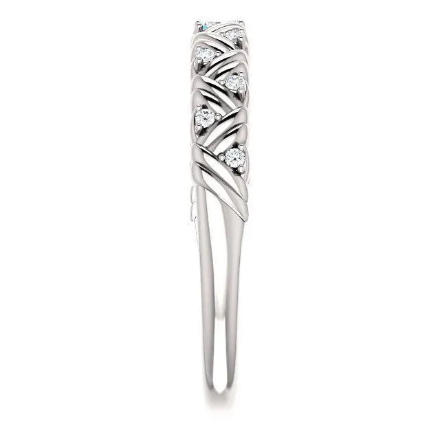 Rings Juliette Round Diamond or Moissanite 12 Eternity Woven Band Fire Brilliance 