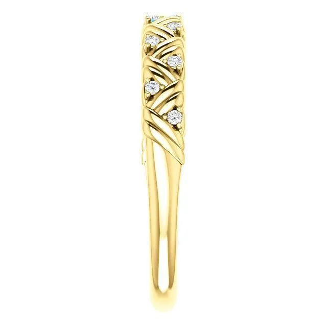 Rings Juliette Round Diamond or Moissanite 12 Eternity Woven Band Fire Brilliance 