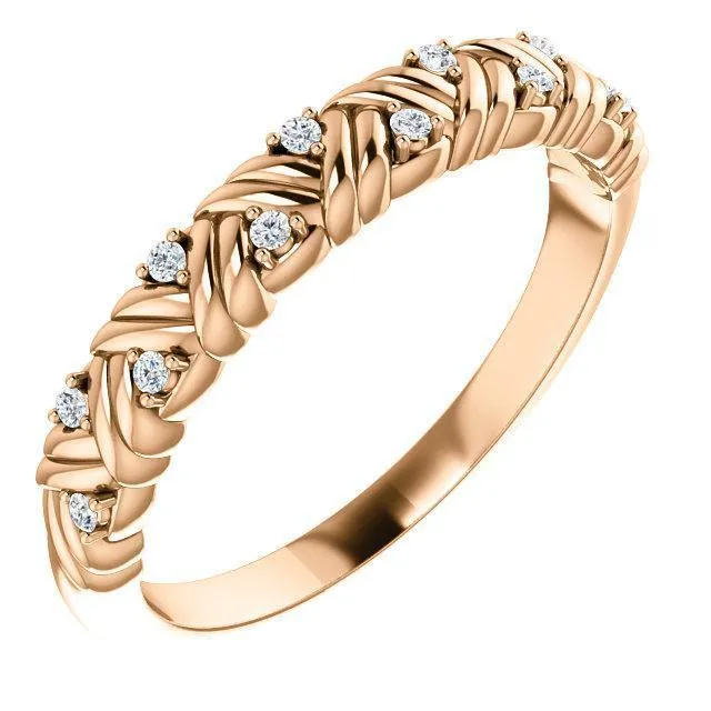 Rings Juliette Round Diamond or Moissanite 12 Eternity Woven Band Fire Brilliance 