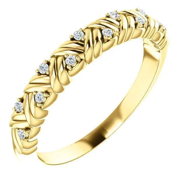 Rings Juliette Round Diamond or Moissanite 12 Eternity Woven Band Fire Brilliance 