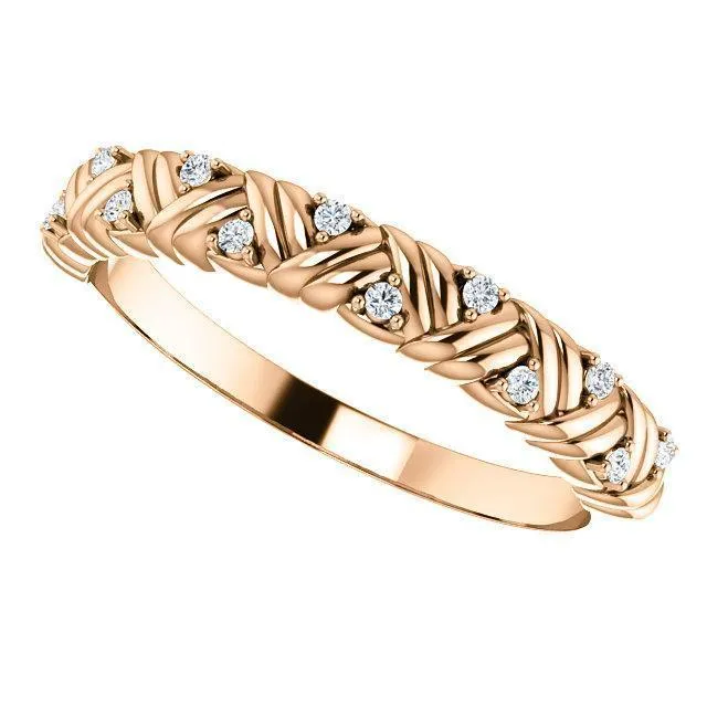 Rings Juliette Round Diamond or Moissanite 12 Eternity Woven Band Fire Brilliance 