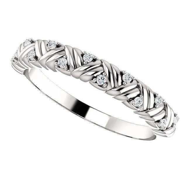Rings Juliette Round Diamond or Moissanite 12 Eternity Woven Band Fire Brilliance 