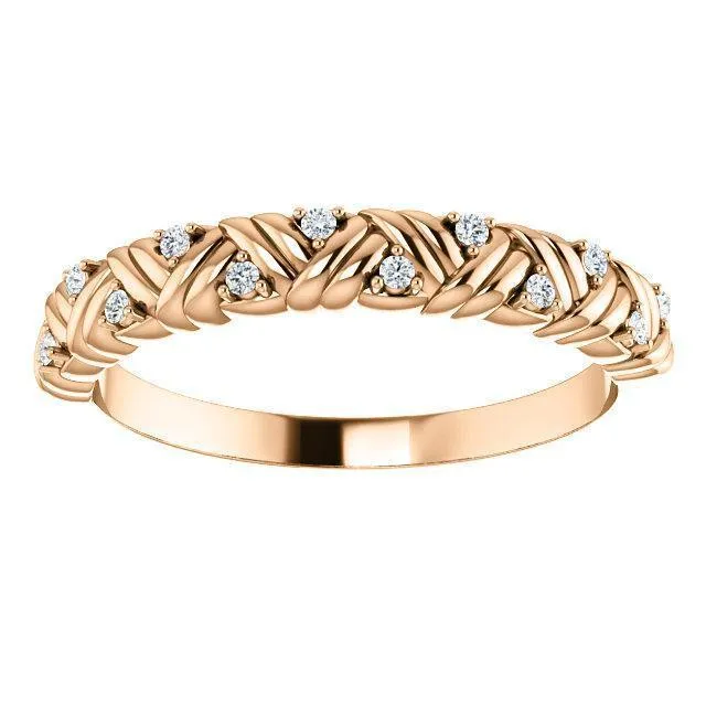 Rings Juliette Round Diamond or Moissanite 12 Eternity Woven Band Fire Brilliance 