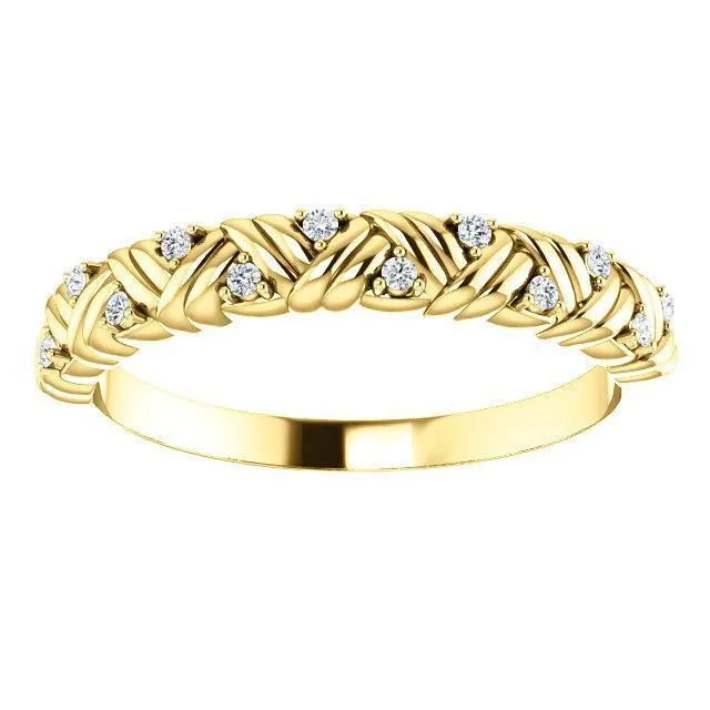 Rings Juliette Round Diamond or Moissanite 12 Eternity Woven Band Fire Brilliance 