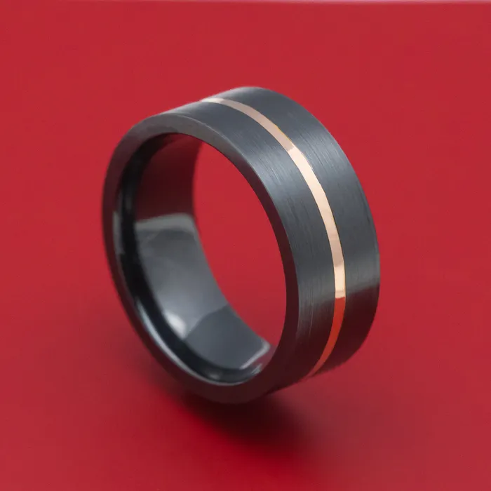 Rings Lashbrook Black Zirconium Ring with Gold Inlay Custom Made Band