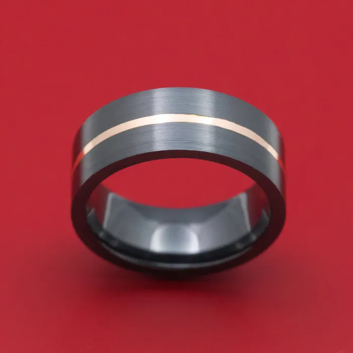 Rings Lashbrook Black Zirconium Ring with Gold Inlay Custom Made Band
