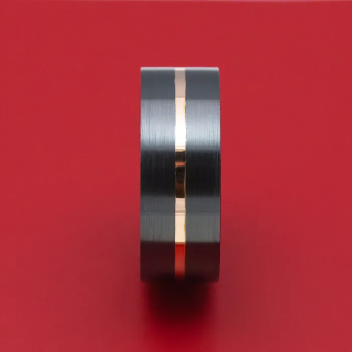 Rings Lashbrook Black Zirconium Ring with Gold Inlay Custom Made Band