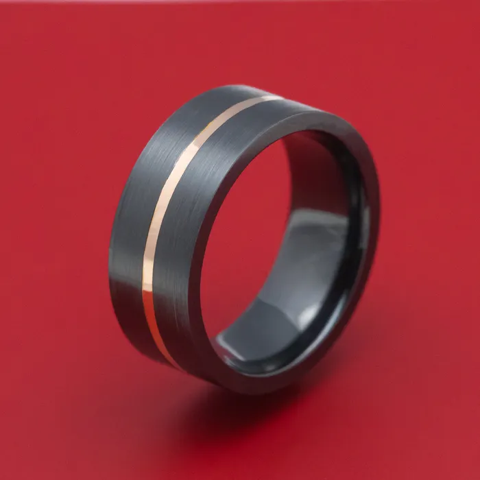 Rings Lashbrook Black Zirconium Ring with Gold Inlay Custom Made Band