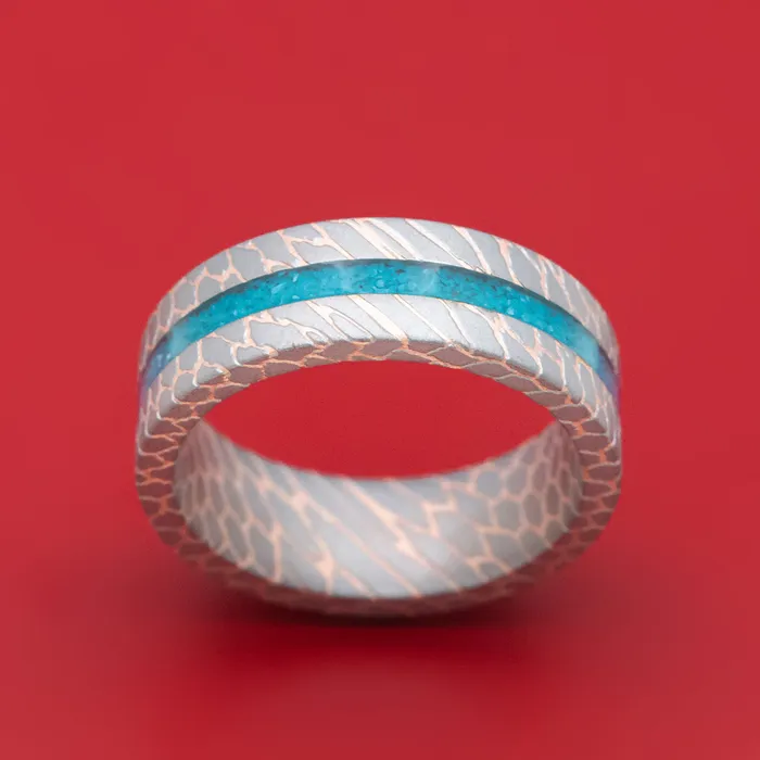 Rings Lashbrook Superconductor Mens Ring with Turquoise Inlay Custom Made Band