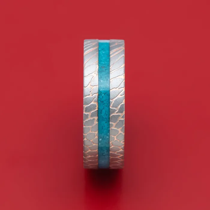 Rings Lashbrook Superconductor Mens Ring with Turquoise Inlay Custom Made Band