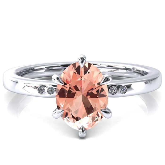 Rings Maise Oval Champagne Sapphire 6 Prong Diamond Accent Engagement Ring Fire Brilliance Rings Maise Oval Champagne Sapphire 6 Prong Diamond Accent Engagement Ring Fire Brilliance