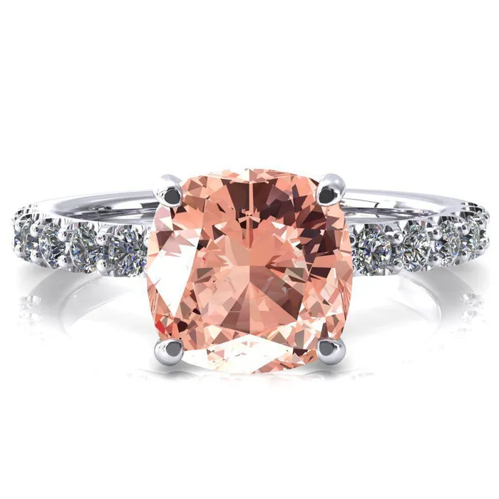 Rings Mylene Cushion Champagne Sapphire 4 Prong Sculptural Half Eternity Diamond Engagement Ring Fire Brilliance Rings Mylene Cushion Champagne Sapphire 4 Prong Sculptural Half Eternity Diamond Engagement Ring Fire Brilliance