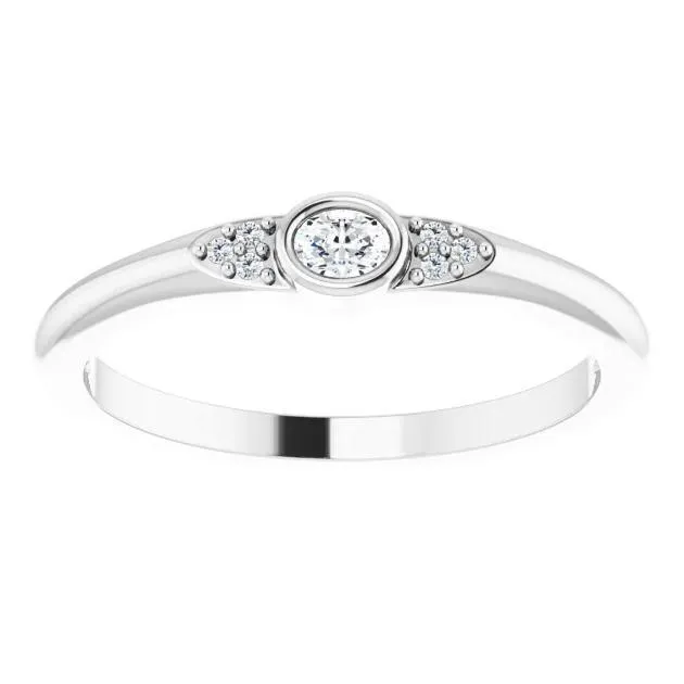 Rings Oval Diamond LabGrown Diamond Accent Stackable Ring FIRE BRILLIANCE