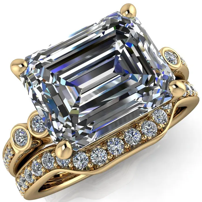 Rings Pascala Emerald Center Stone Diamond Side 4 Prong Engagement Ring Fire Brilliance Rings Pascala Emerald Center Stone Diamond Side 4 Prong Engagement Ring Fire Brilliance