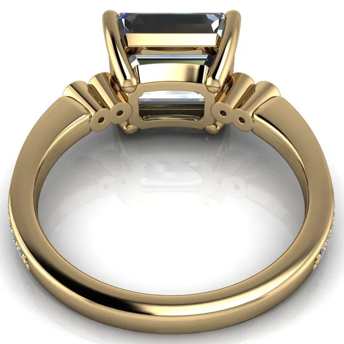 Rings Pascala Emerald Center Stone Diamond Side 4 Prong Engagement Ring Fire Brilliance 