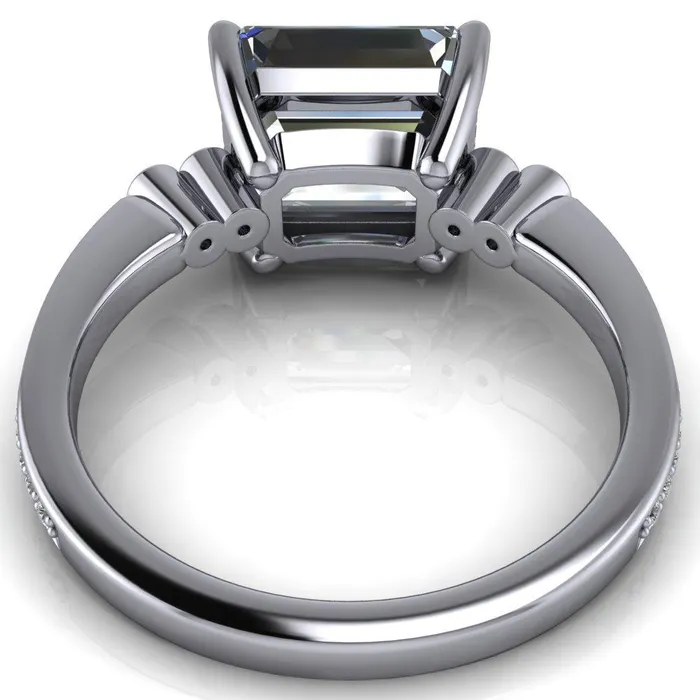 Rings Pascala Emerald Center Stone Diamond Side 4 Prong Engagement Ring Fire Brilliance 