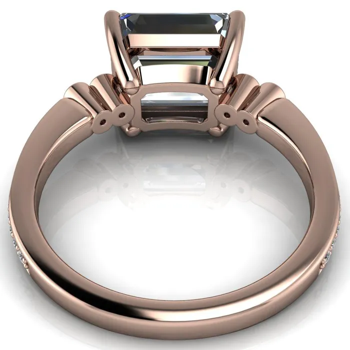 Rings Pascala Emerald Center Stone Diamond Side 4 Prong Engagement Ring Fire Brilliance 
