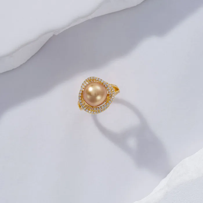 Rings Pearly Lustre South Sea Golden Pearl Ring WR00254