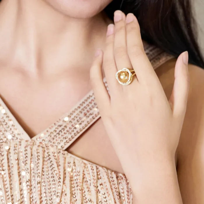 Rings Pearly Lustre South Sea Golden Pearl Ring WR00254