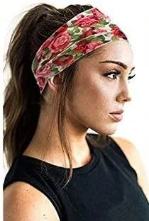 Rings POLLY H194 Navy Blue Belt Floral Print Wide Head Band