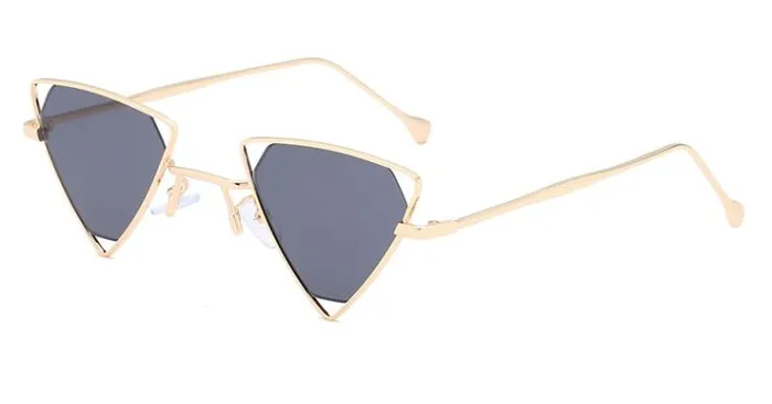 Rings POLLY S106 Black Lens Gold Metal Frame Triangle Sunglasses