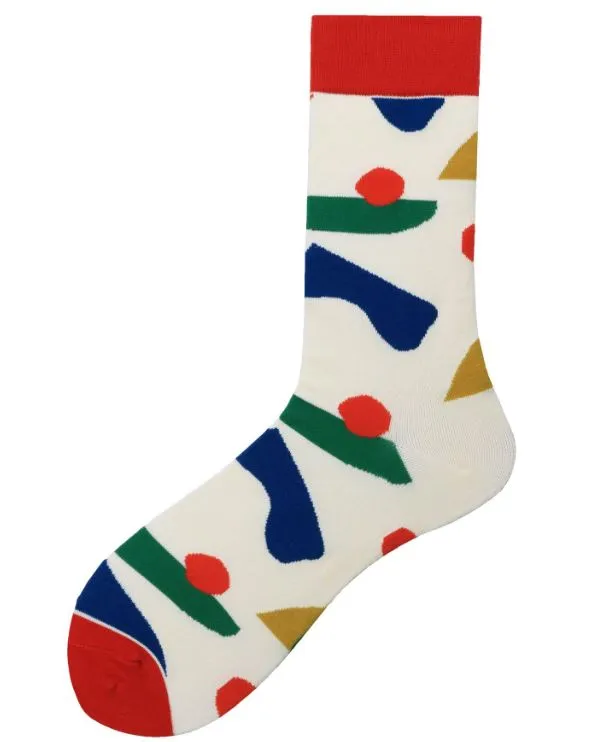 Rings POLLY SF410 White Colorful Shapes Socks