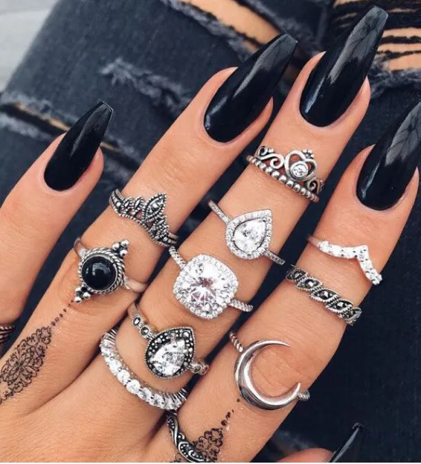 Rings RS48 Silver Color Assorted 11 pc Ring Set polly