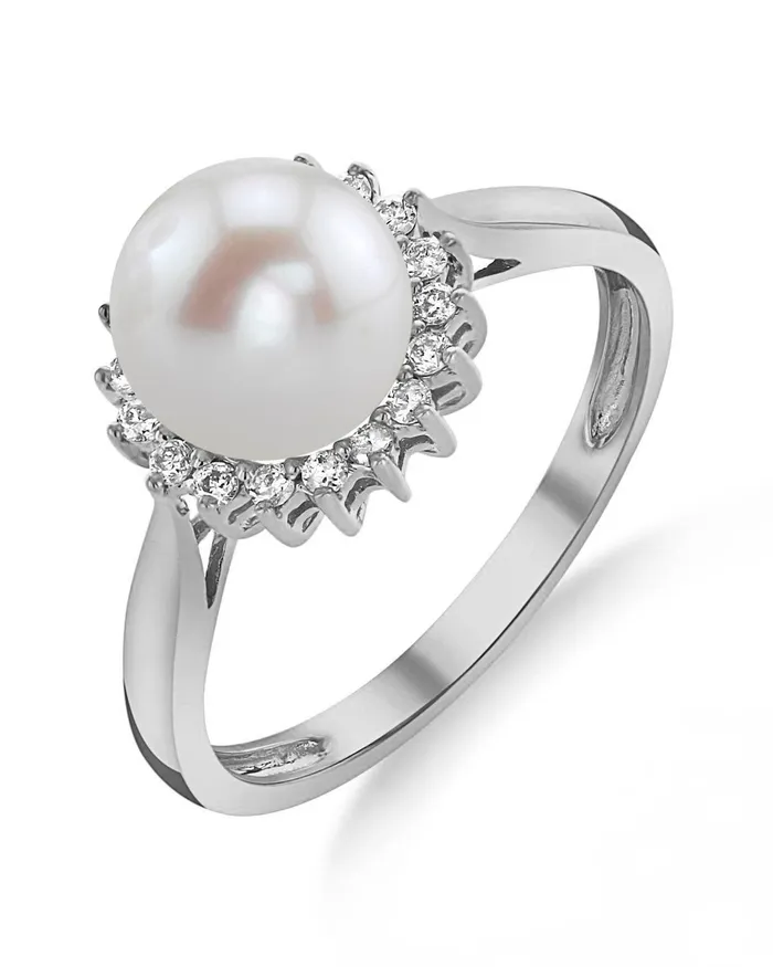 Rings spt Freshwater Pearl Diamond Halo Ring