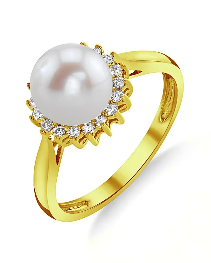 Rings spt Freshwater Pearl Diamond Halo Ring