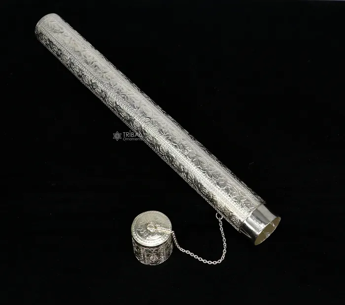 Rings TRIBAL ORNAMENTS 10 round shape design handmade 925 silver incense sticks box holder Agarbatti box trinket box fabulous royal puja temple article su01194