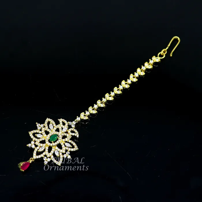 Rings TRIBAL ORNAMENTS 925 sterling silver customized gold tone cubic zircon stone head jewelry mang tika bridal wedding set belly dance charm hair jewelry MT01