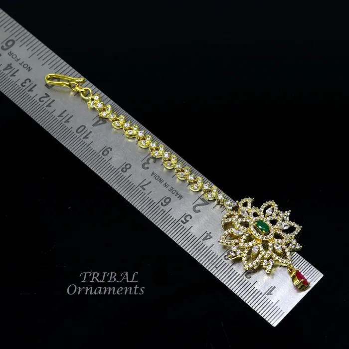 Rings TRIBAL ORNAMENTS 925 sterling silver customized gold tone cubic zircon stone head jewelry mang tika bridal wedding set belly dance charm hair jewelry MT01