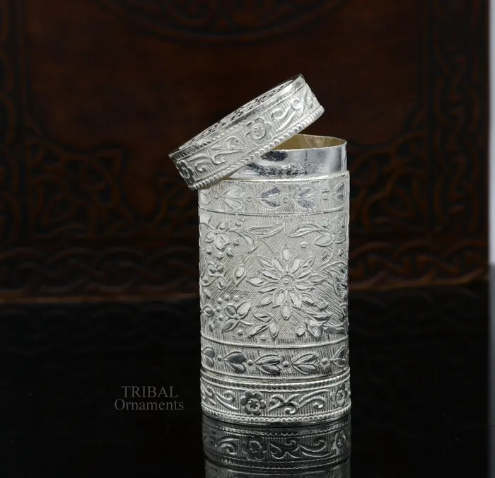 Rings TRIBAL ORNAMENTS 925 sterling silver handcrafted floral design 2 in1 trinket box tobacco box tobacco and chuna box best gifting royal article stb361 Rings TRIBAL ORNAMENTS 925 sterling silver handcrafted floral design 2 in1 trinket box tobacco box tobacco and chuna box best gifting royal article stb361